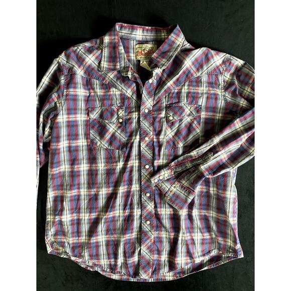 WRANGLER PEARL BUTTON LONG SLEEVE WESTERN SHIRT PLAID SIZE XL - Picture 1 of 4